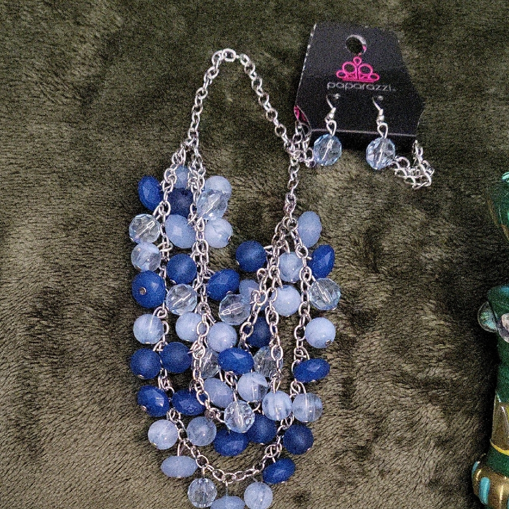 Paparazzi Blue and Silver Layered Necklace Set